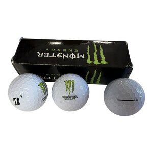 RARE Monster Energy Drink Golf Balls Bridgestone 3 Total Balls New in Box~P14 02